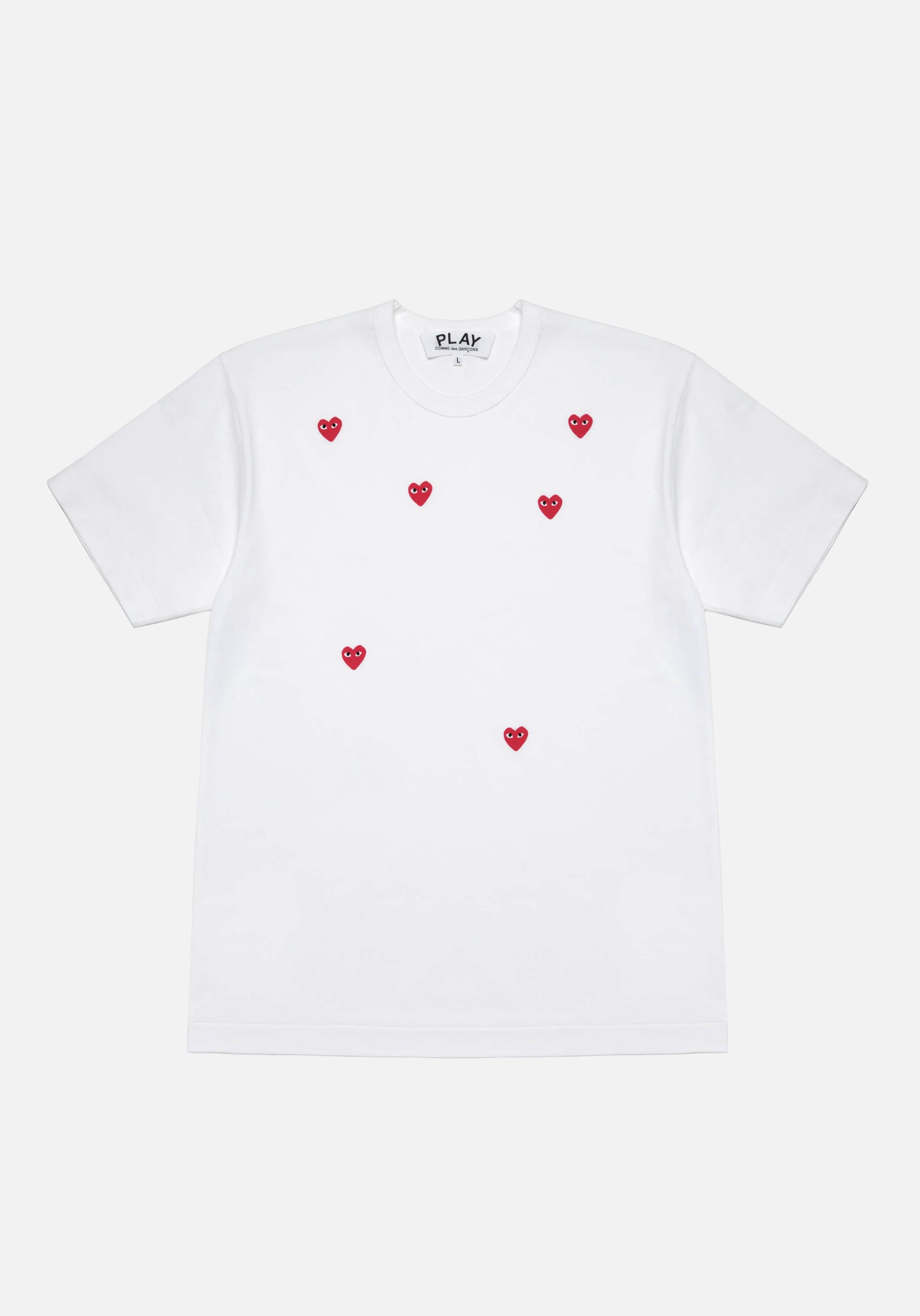 MKI MIYUKI ZOKU COMME DES GARCONS MULTI RED HEART LOGO T-SHIRT- SHIRTS | T-SHIRTS