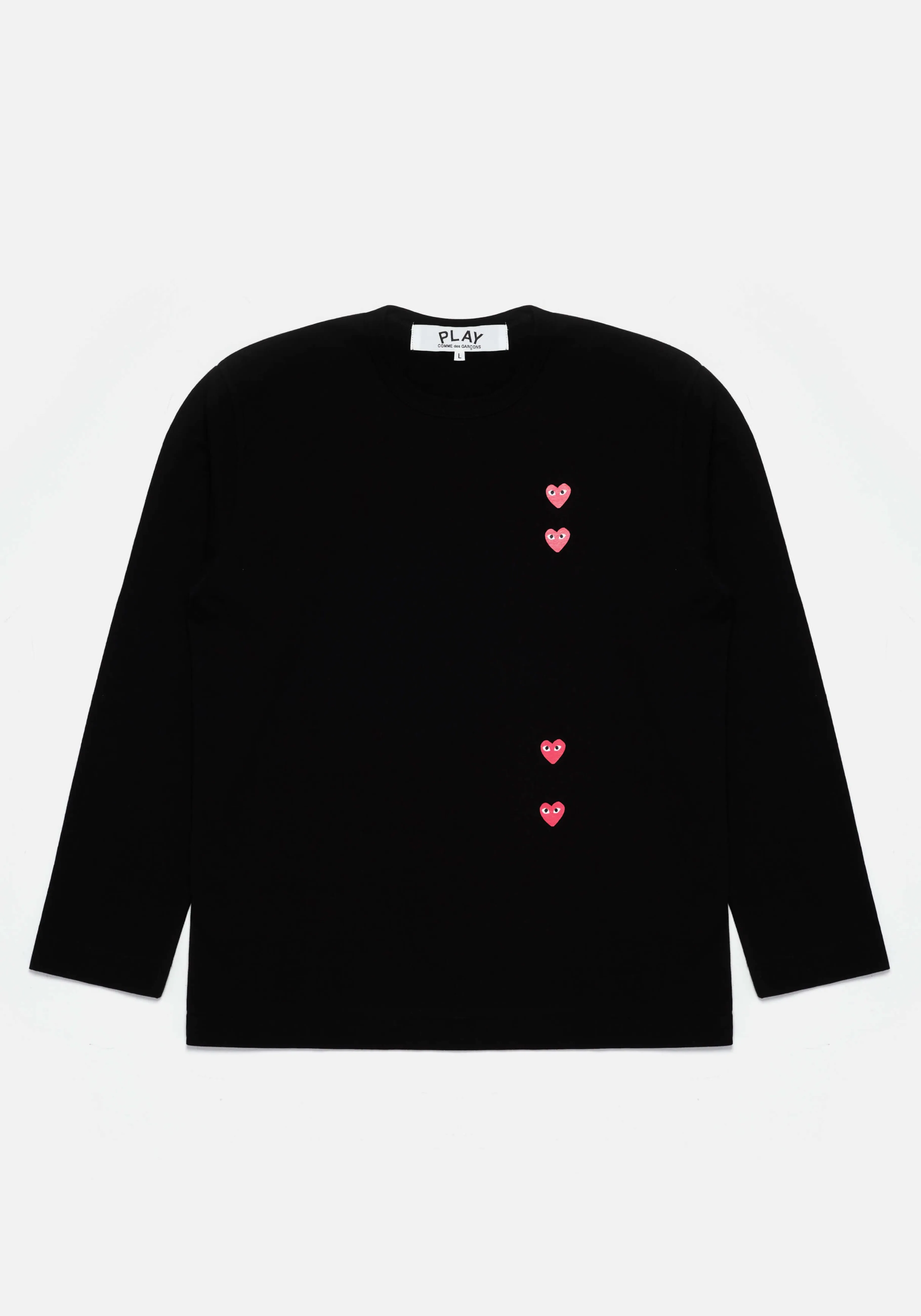 MKI MIYUKI ZOKU COMME DES GARCONS MULTI RED HEART LONGSLEEVE T-SHIRT- SHIRTS | T-SHIRTS