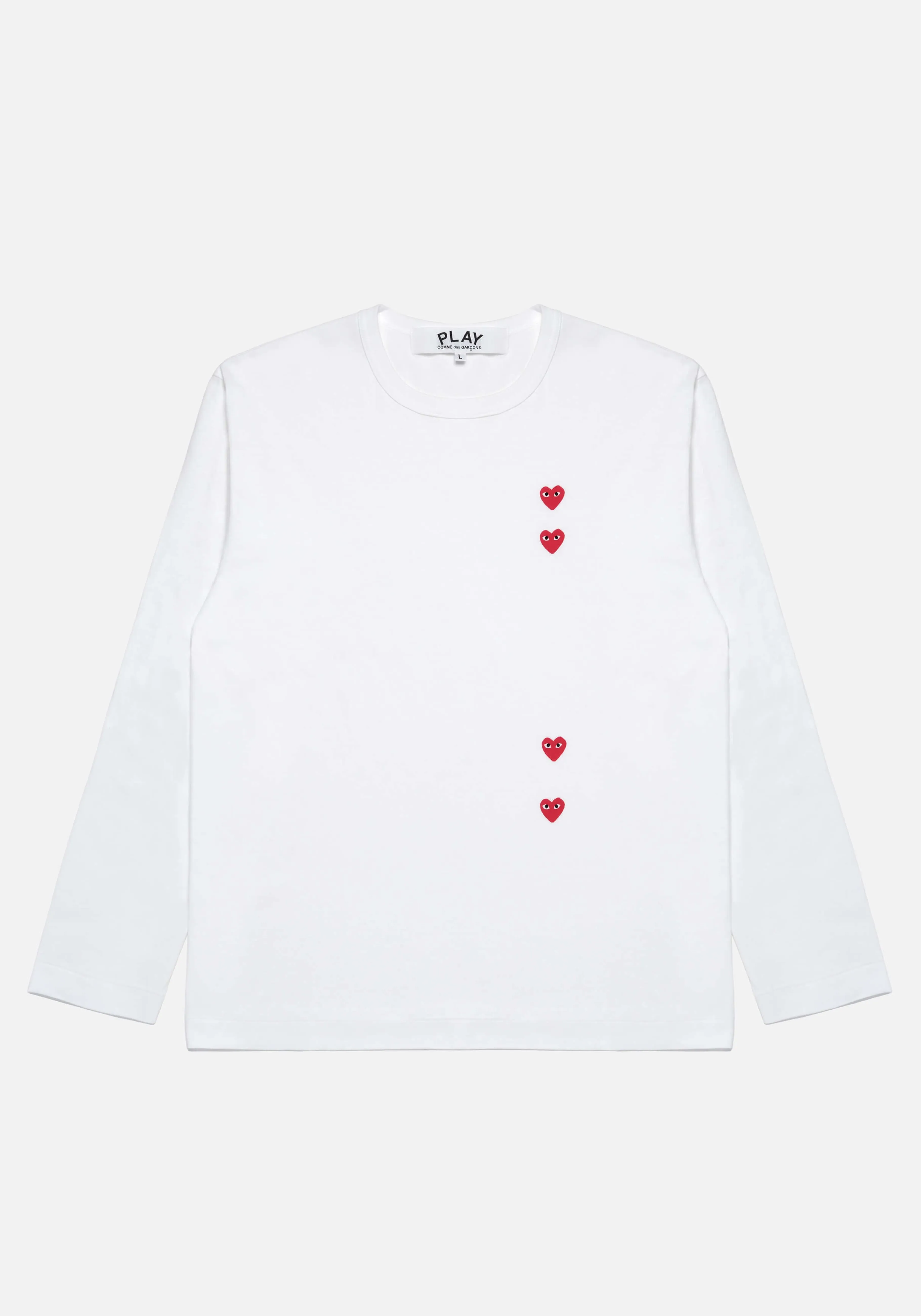 MKI MIYUKI ZOKU COMME DES GARCONS MULTI RED HEART LONGSLEEVE T-SHIRT- SHIRTS | T-SHIRTS