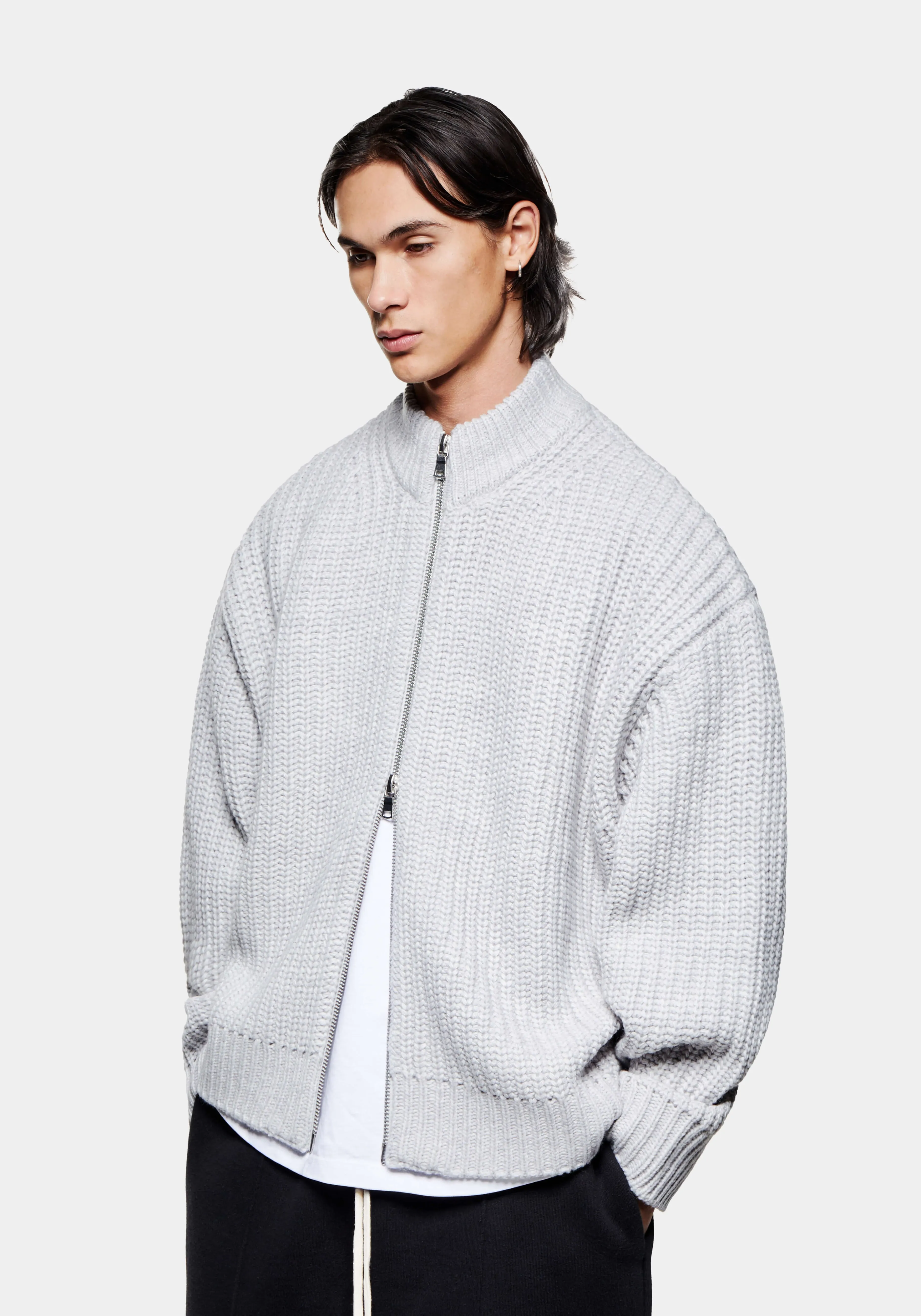 MKI MIYUKI ZOKU MKI CHUNKY RIB KNIT TRACK JACKET- SHIRTS | KNITWEAR