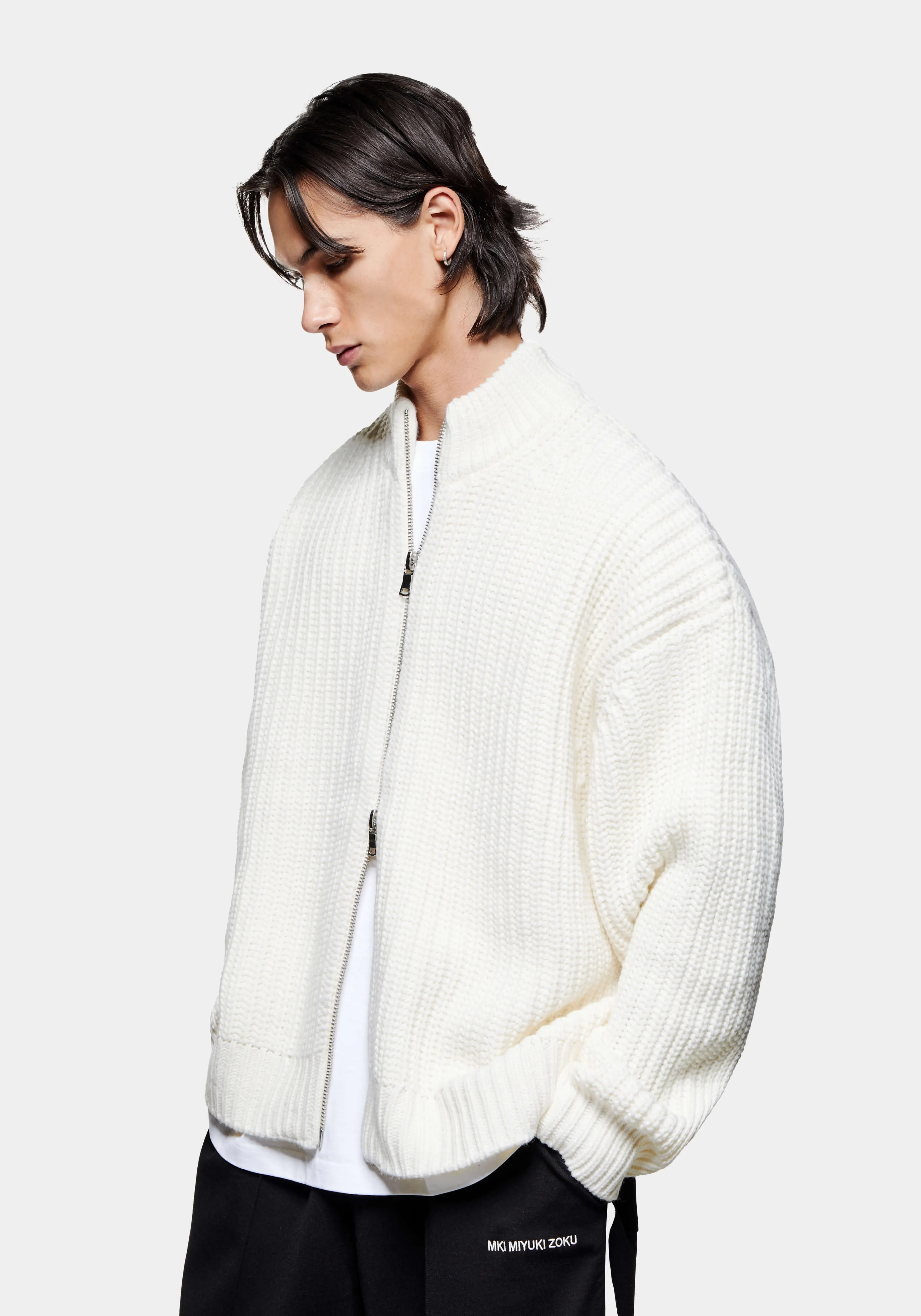 MKI MIYUKI ZOKU MKI CHUNKY RIB KNIT TRACK JACKET- SHIRTS | KNITWEAR