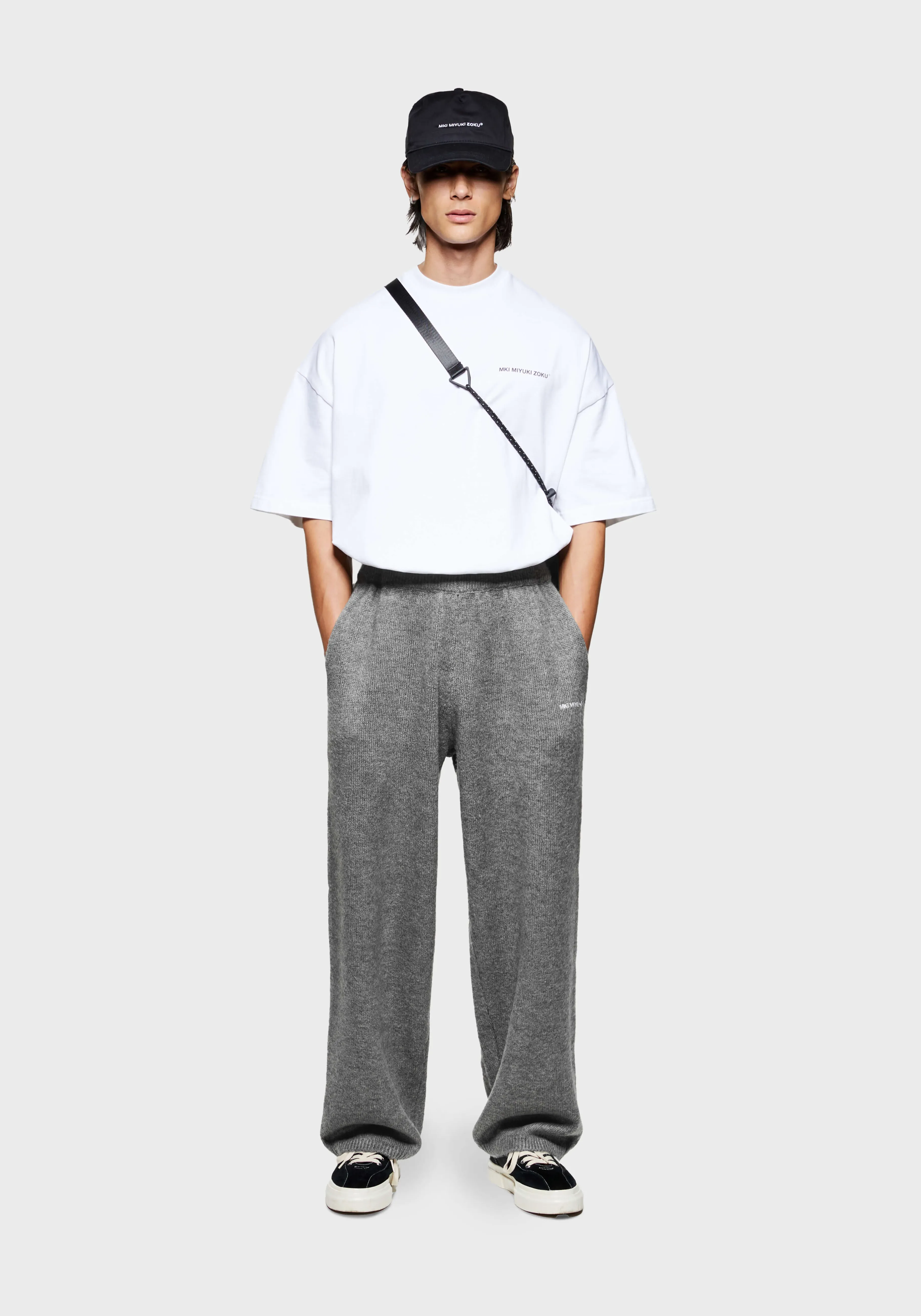 MKI MIYUKI ZOKU MKI MOHAIR BLEND KNIT WIDE LEG JOGGERS- SWEATPANTS | TROUSERS