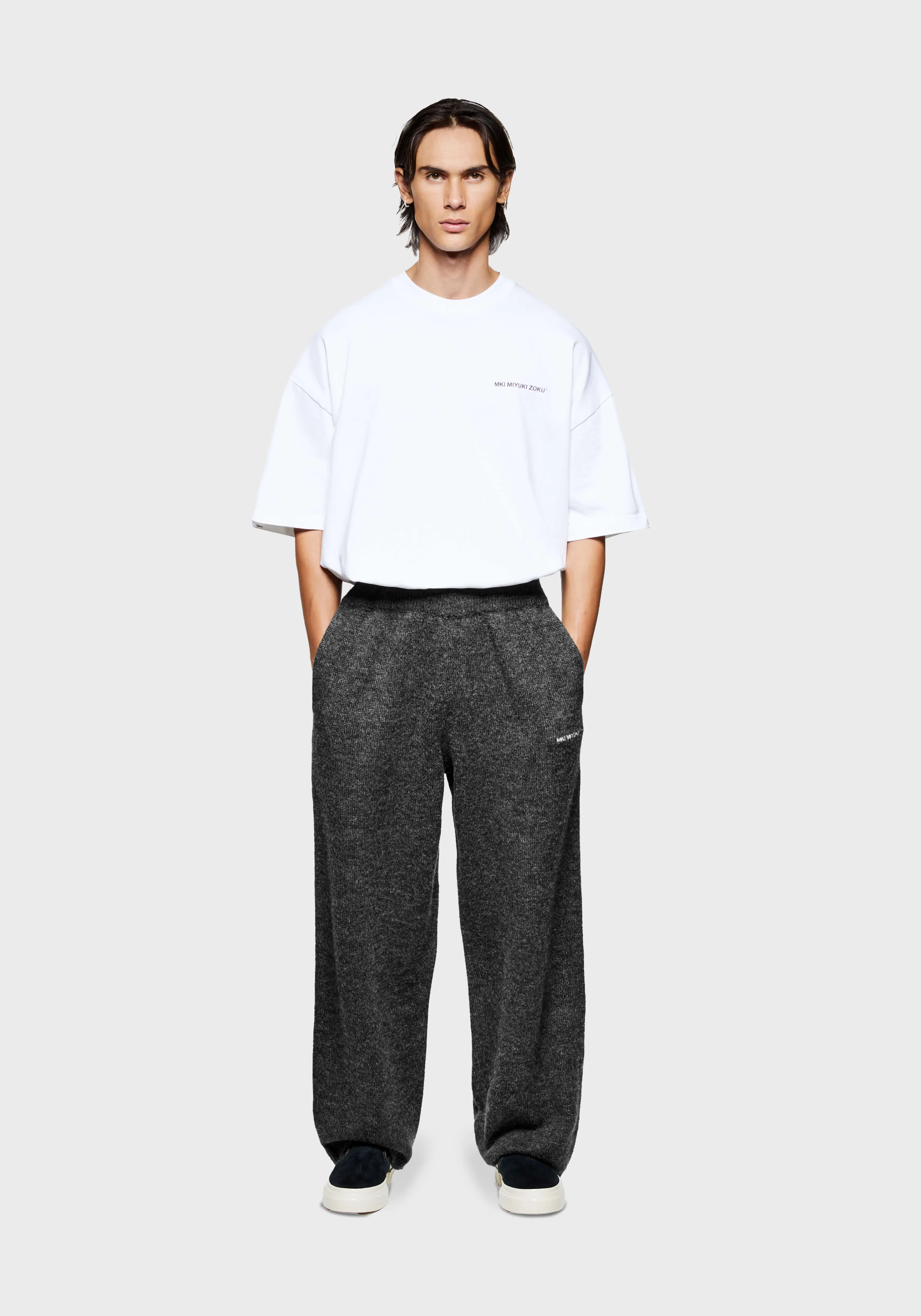 MKI MIYUKI ZOKU MKI MOHAIR BLEND KNIT WIDE LEG JOGGERS- SWEATPANTS | TROUSERS