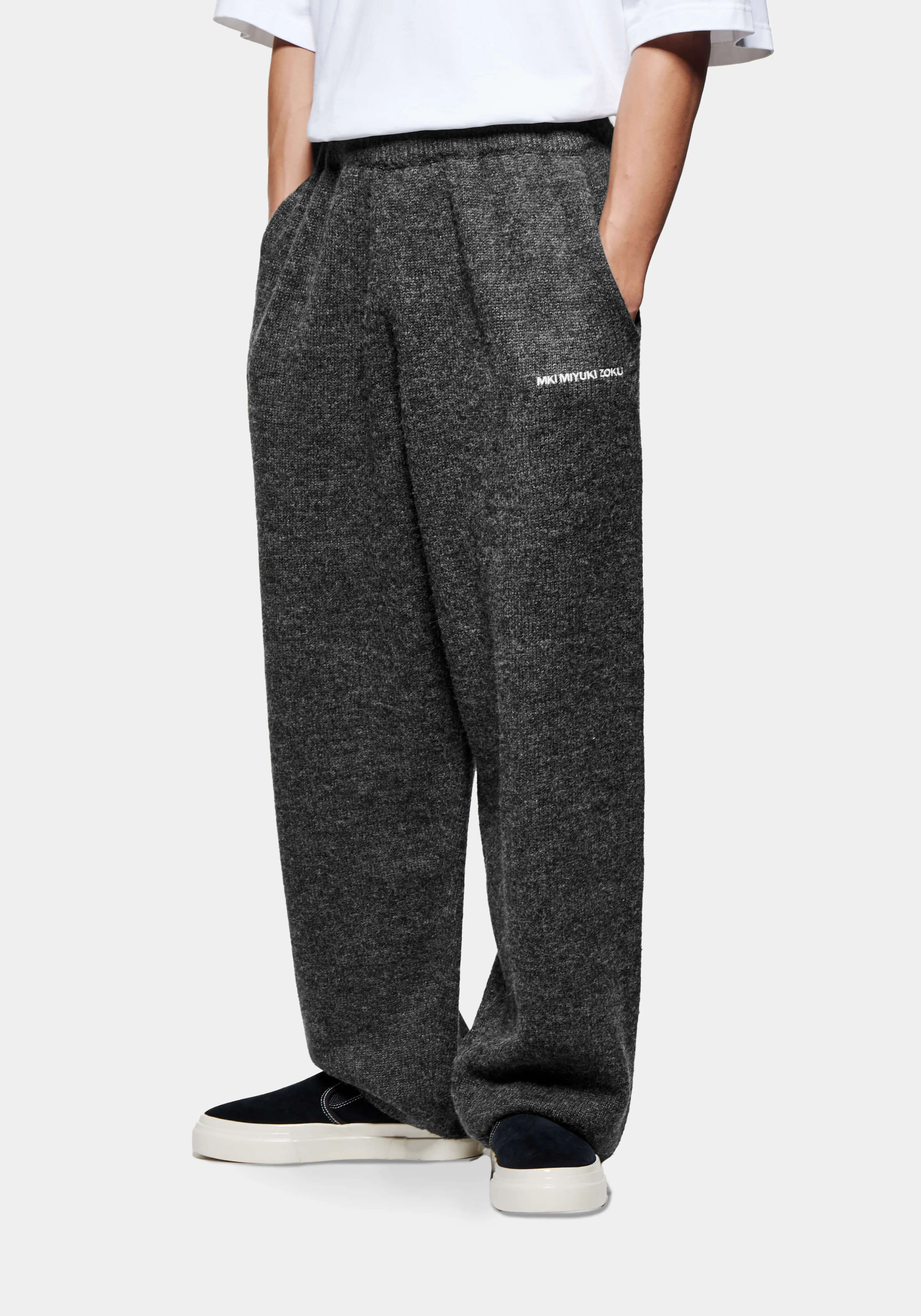 MKI MIYUKI ZOKU MKI MOHAIR BLEND KNIT WIDE LEG JOGGERS- SWEATPANTS | TROUSERS