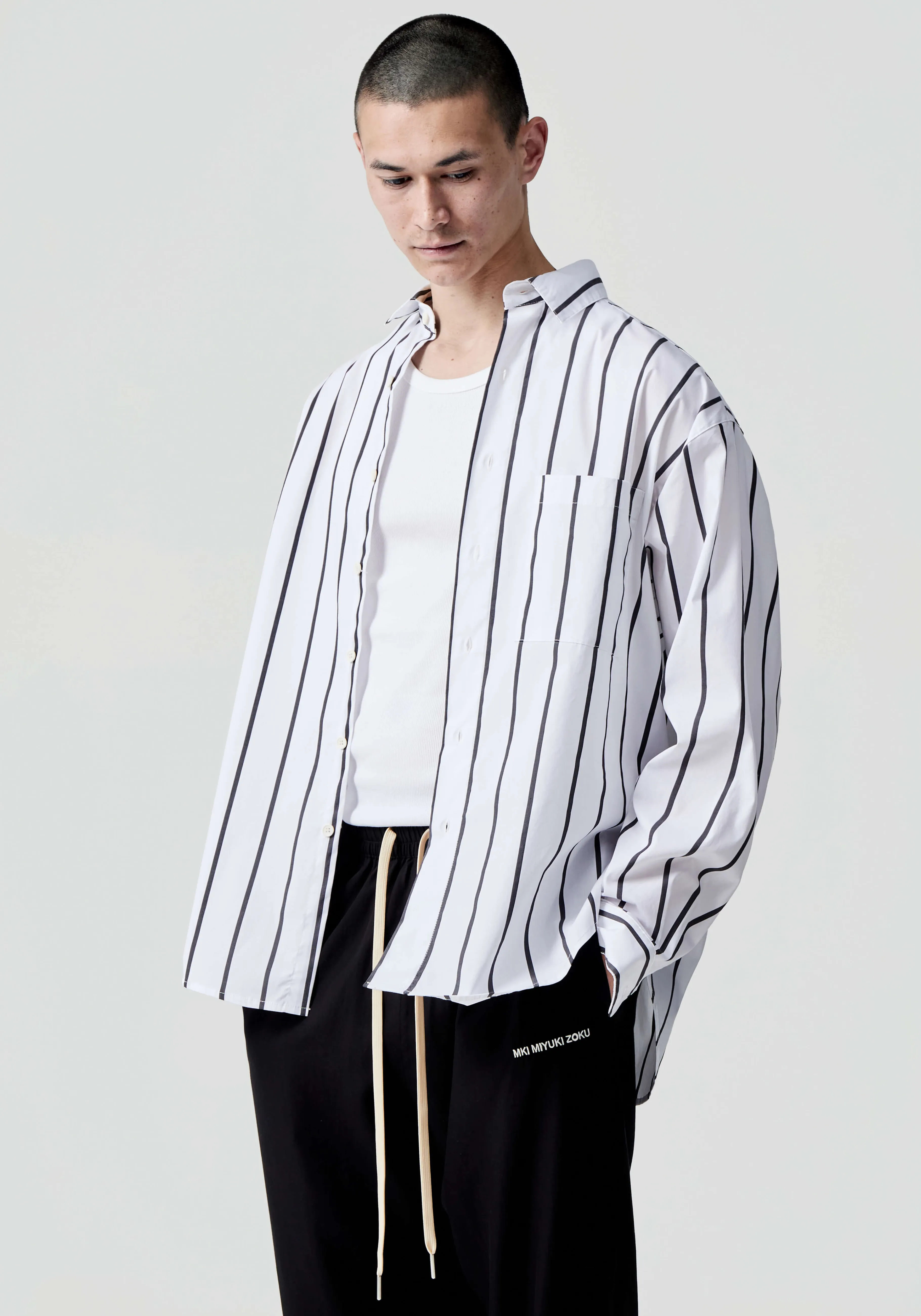 MKI MIYUKI ZOKU MKI STRIPED DRESS SHIRT- SHIRTS