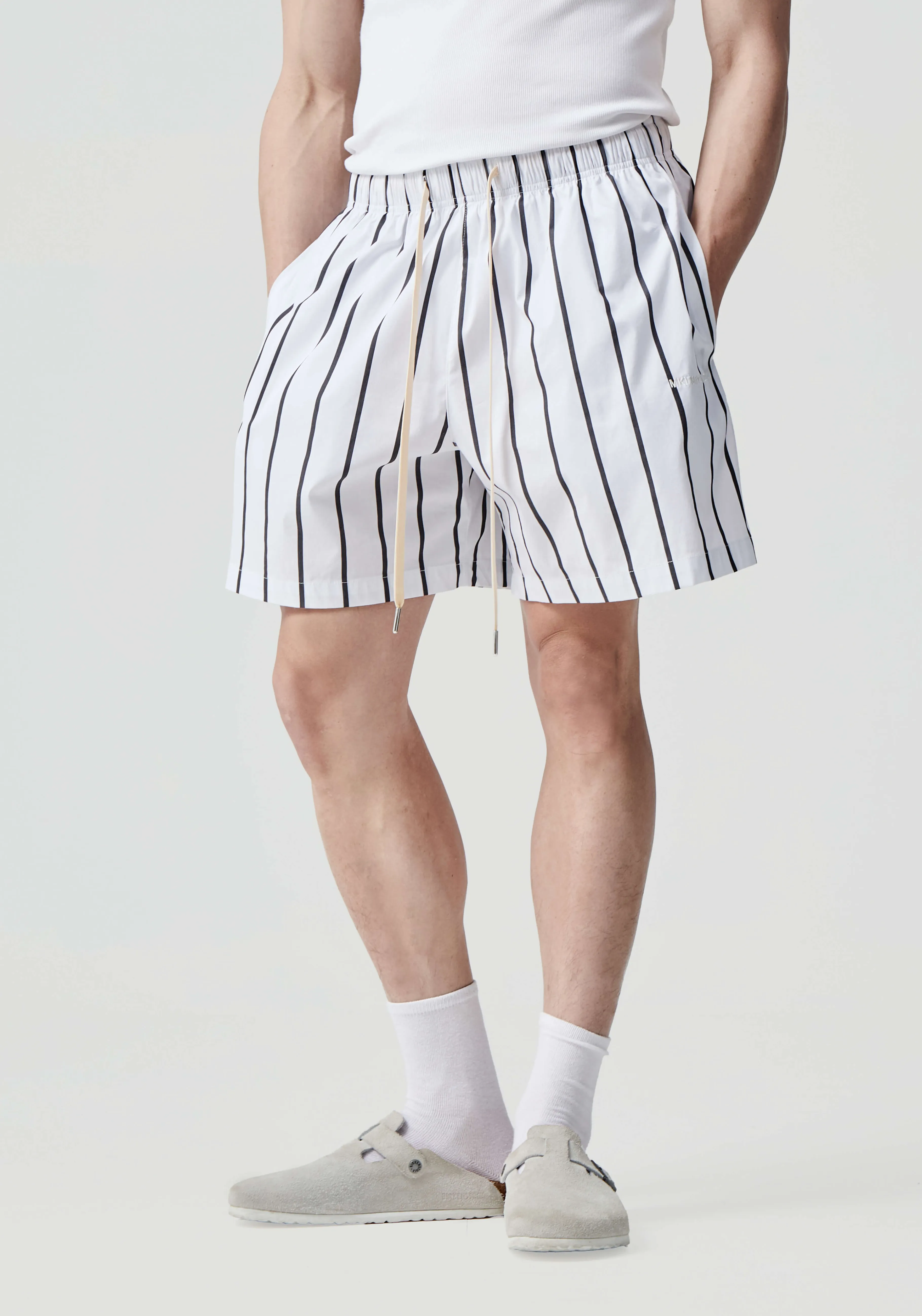 MKI MIYUKI ZOKU MKI STRIPED SHORTS- SWEATPANTS | SHORTS